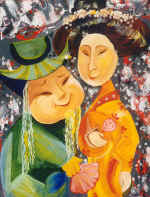 Chinese fairy-tale. 60x80. Cardboard, levkas, oil, 1997